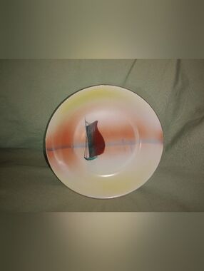 Meito China Hand Painted Sailboat Sunset Bowl 5 1/2" Diameter Vintage Decor